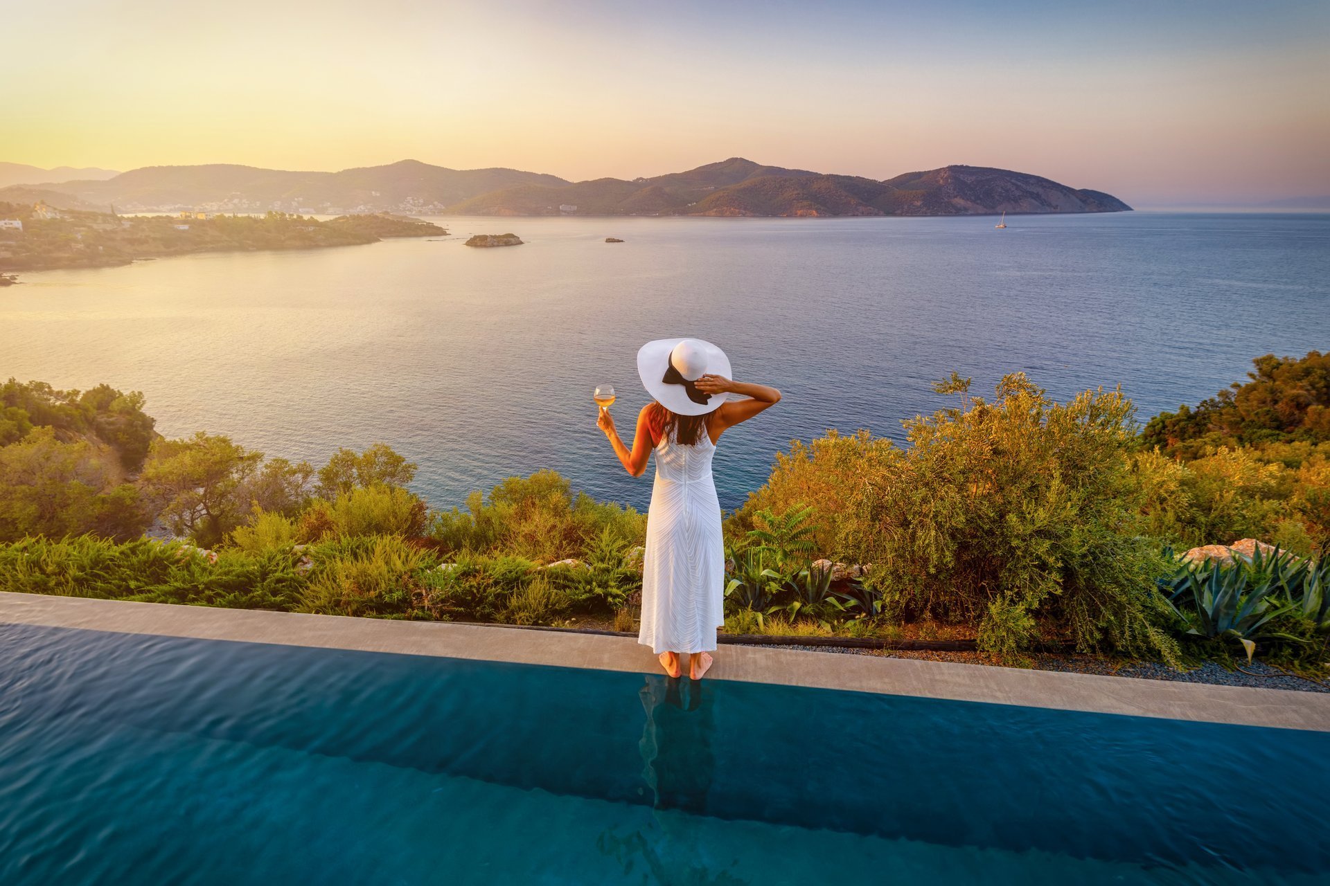 Luxury pool at sunset